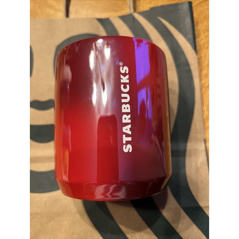 Starbucks Ceramic Double Wall Tumbler 8oz Rainbow Red pink short mug NWT